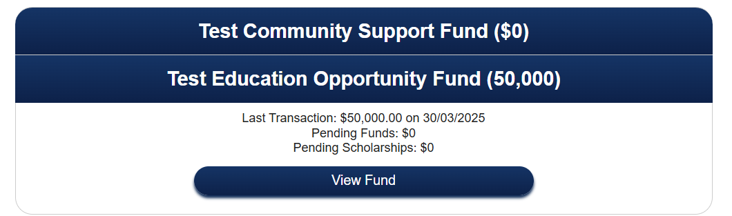 In the dashboard displaying gravity forms entries representing program information